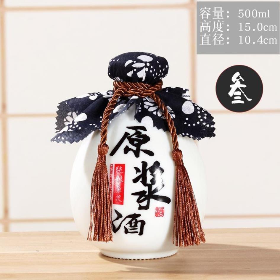 500ml retro vinflaske samling indsamle keramik kinesisk stil tom vinflaske selvbrygget gem flaske dækning  e0948: 1