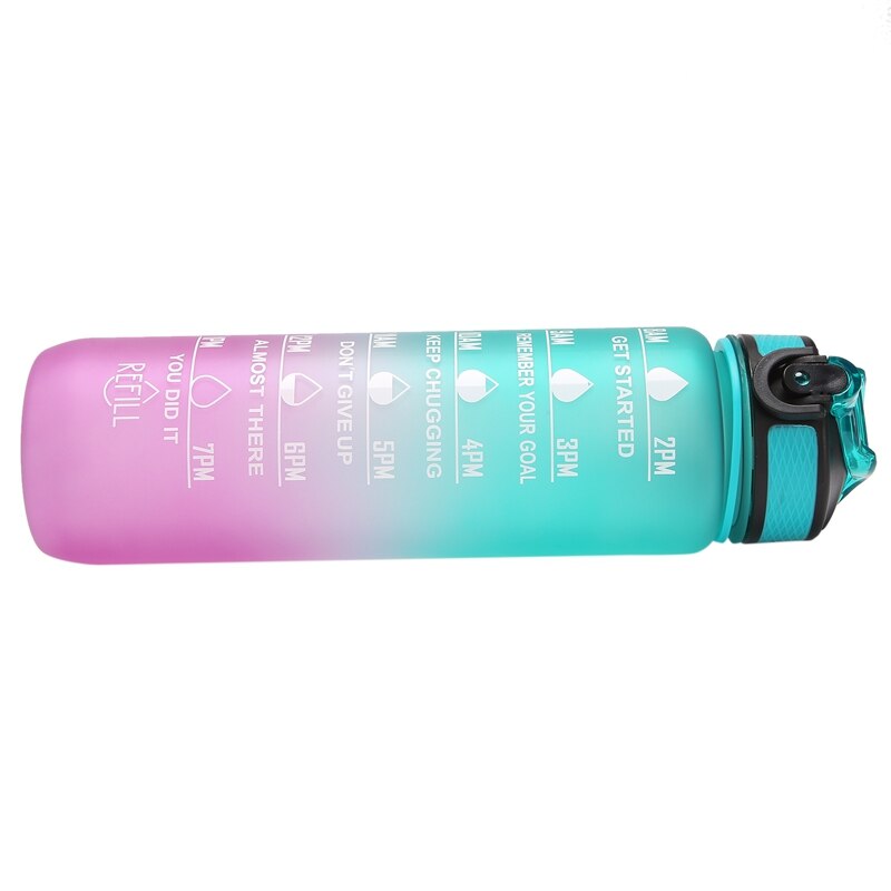 1000ML Tritan Fitness Sports Water Bottle With Time Marker&amp;Straw Large Wide Mouth Leakproof Durable
