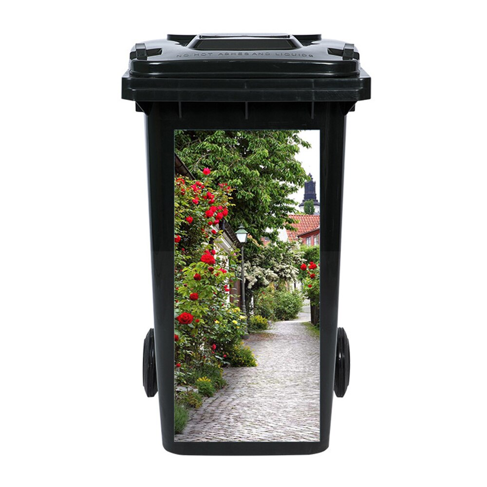 Outdoor Prullenbak Sticker Vinyl Natuurlijke Groene Planten Boeket Zelfklevende Trush Keuken Wheelie Bin Stickers Vuilnisbakken Stickers