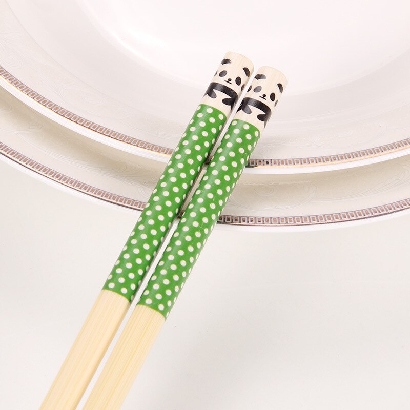 5 pièces/ensemble baguettes en bambou Panda Dot bois cuisine Restaurant cantine vaisselle réutilisable pour riz Sushi boeuf hacher bâtons cuisine