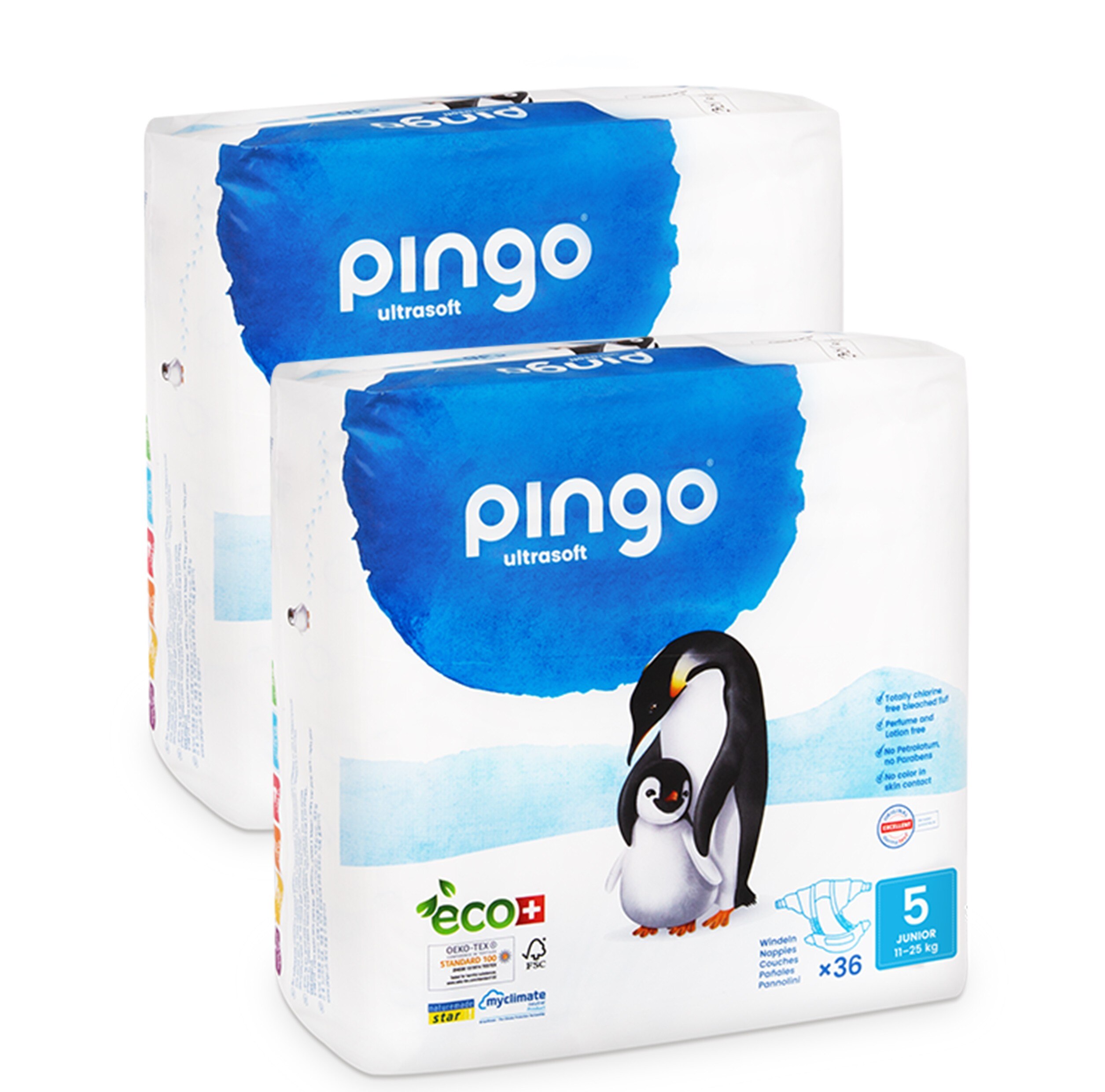 Pañales Ecológicos Pingo Talla 5 Junior - Caja de 2x36