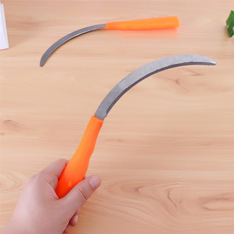 4Pcs Stainless Steel Serration Sickle Agricultural Gardening Crooked Sickle Plastic Handle Sharp Reaping Hook for Cultivating