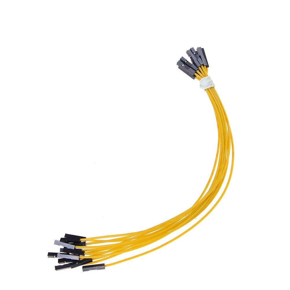 10 stk/parti 24 awg blød silicium ledning 1 pin hun til hun jumper wire dupont kabel 20cm: Gul