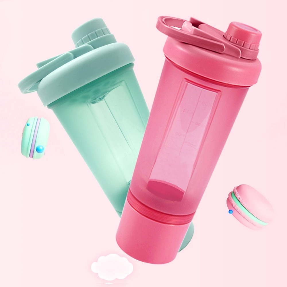 Vrouw Sport Wei-eiwit Shaker Fles Water Fles Meisje BPA Gratis Lekvrije Gym Fitness Training Sport Voeding Fles