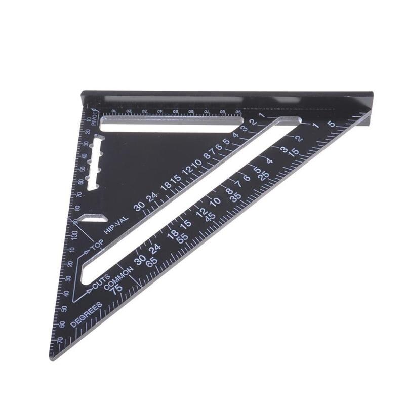7/12inch High-Precision Triangle Ruler for Woodworking Aluminum Alloy Quick Read Square Layout Gauge Measuring Tool Ruler