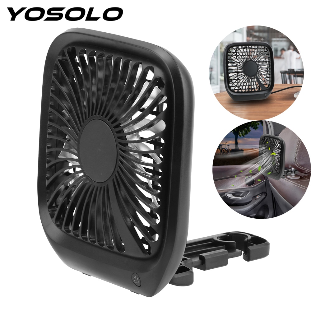 YOSOLO Foldable Silent Fan Adjustable 3 Speeds Car Seat Back Hook Fan Car Interior Accessories USB Desk Fan
