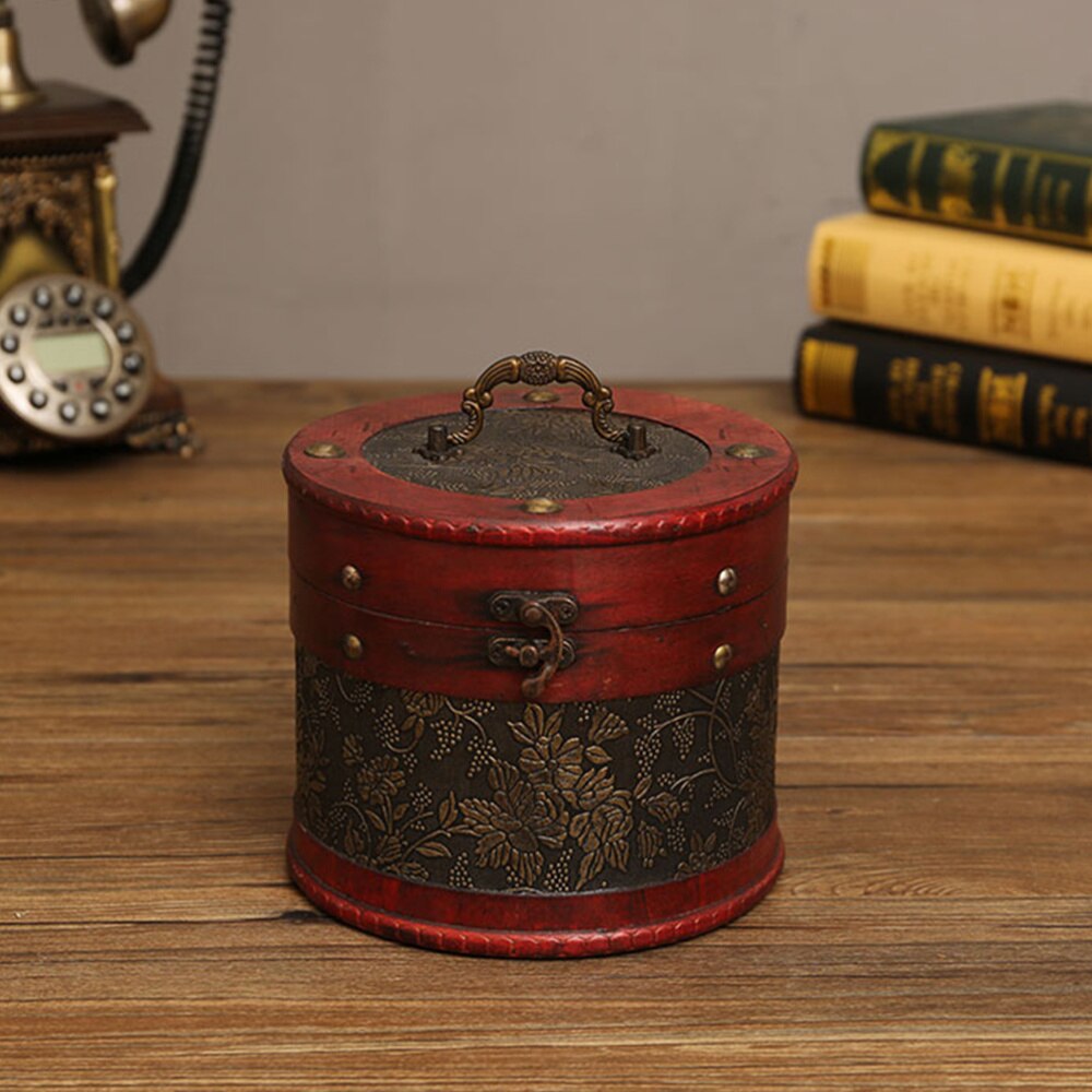 Delicate Ancient Chinese Style Round Tea Leaves Cake Storage Box Tea leaves Display Organizer Wooden Tea Package Box - A Si