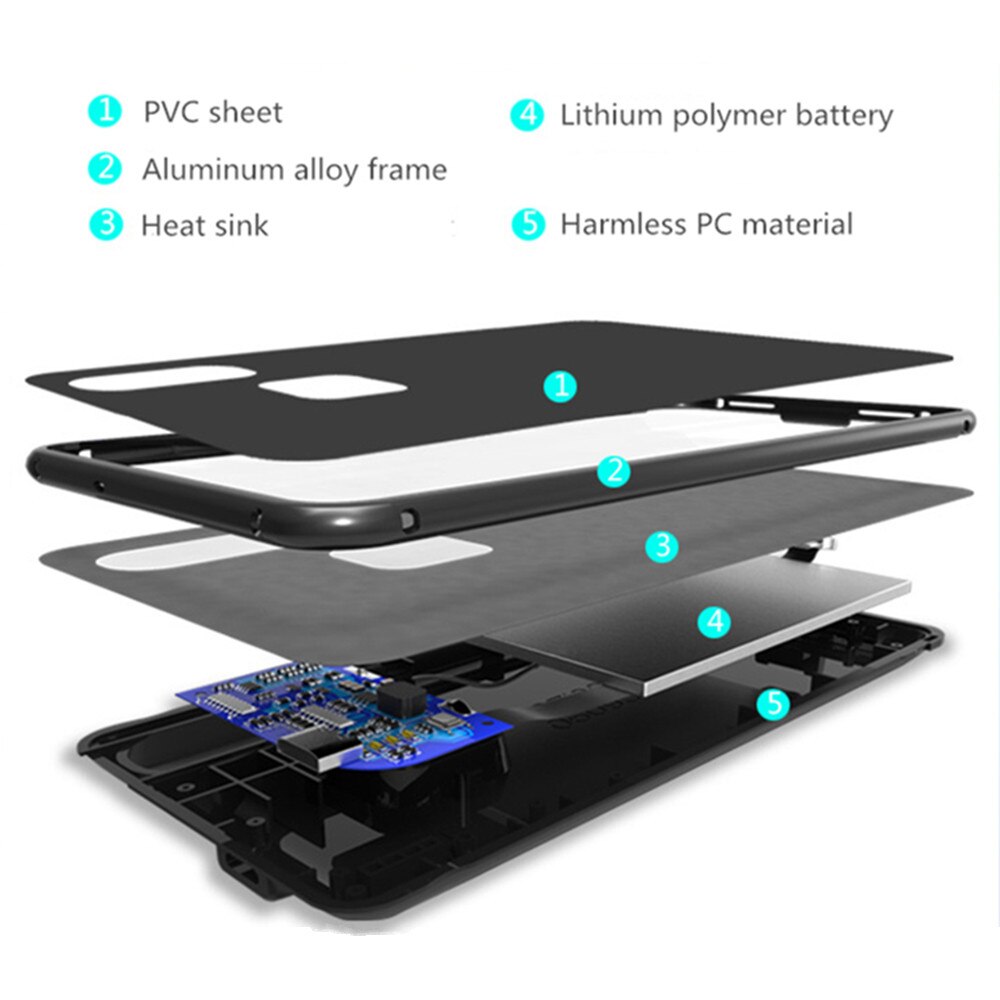 Akkukotelot xiaomi redmi note 5: lle ulkoiselle virtapankille akun lataussuojus 5000 mah kannettavan laturin akkukoteloa