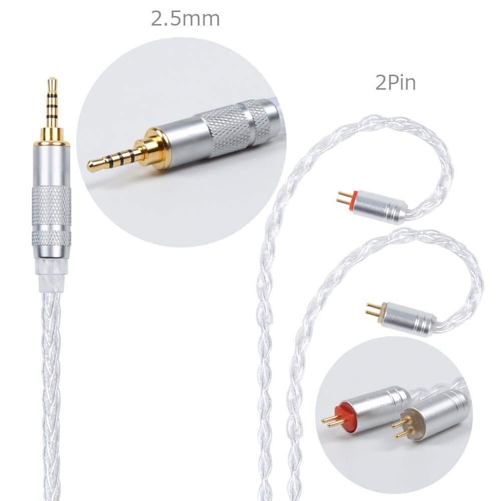 NICEHCK MMCX/2Pin Stecker 4,4/3,5/2,5mm Ausgewogene 8-core Silber Überzogene Kabel Für SE846 ZS10 ZS6 LZ A5 NICEHCK HC5 Mit Ohrbügel: 2.5mm With 2Pin