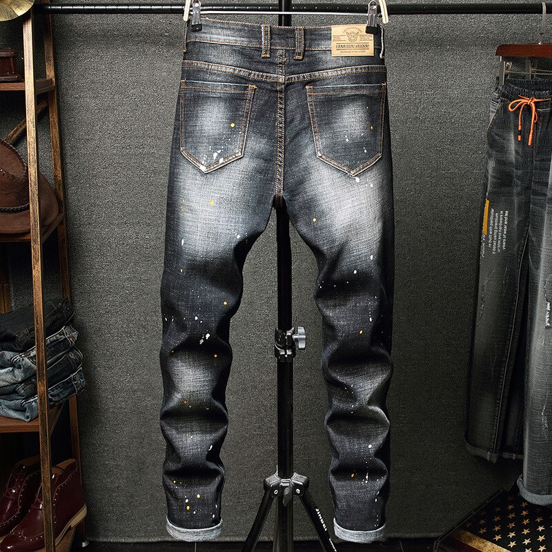 Spring and Autumn Classic Men Casual Straight Denim Long Pants Comfortable Trousers embroidery Fit Brand man's jeans