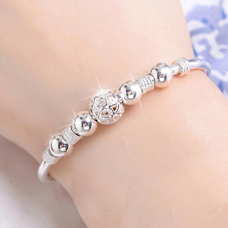 Sorte Pulseira Mulheres Pulseiras Cor Prata Rhinestone Bracelet Cuff Jóias Na Moda Simples Romântico Hydrangea Decoração Mão