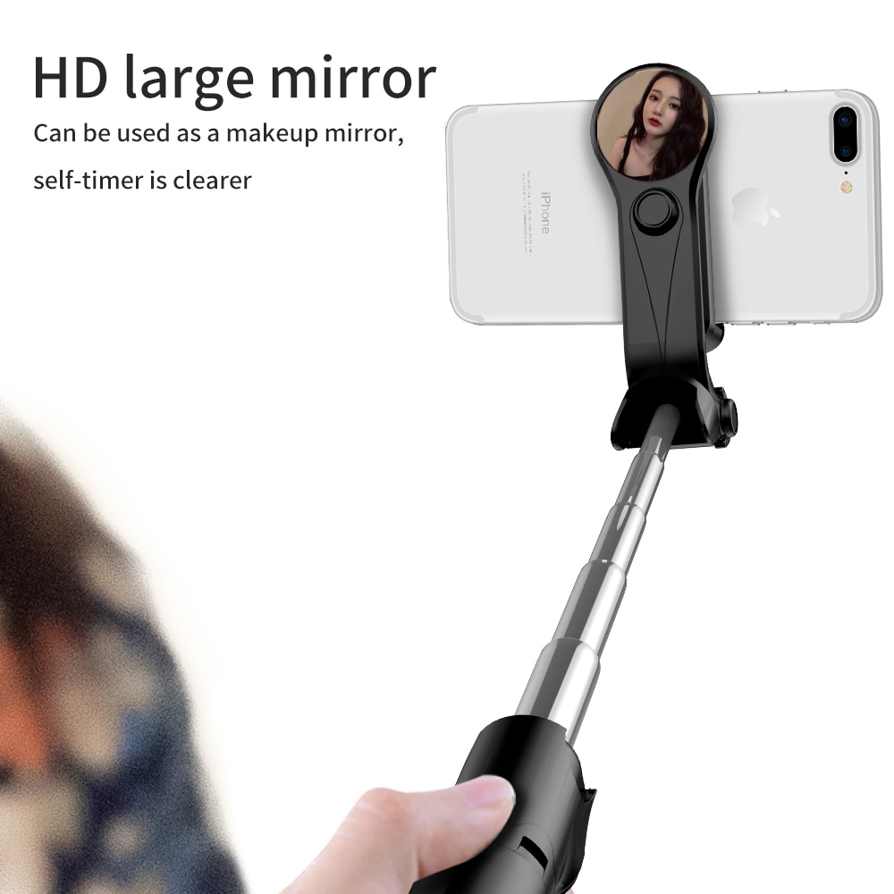Palo de Selfie Universal con Bluetooth y espejo, Mini trípode inalámbrico, monopié extensible para iPhone, Android y Samsung