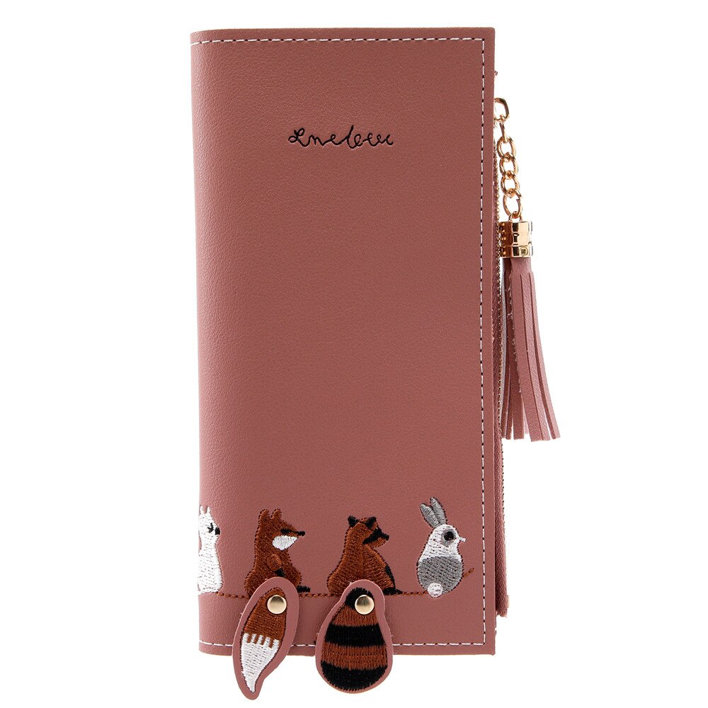 Mulheres Gato Raposa Carteira Longa Tassel Coin Purse Cartão Titular Do Cartão de Titulares de Cartão de Bolsa de Negócios Pacote Визитница #15: Red 