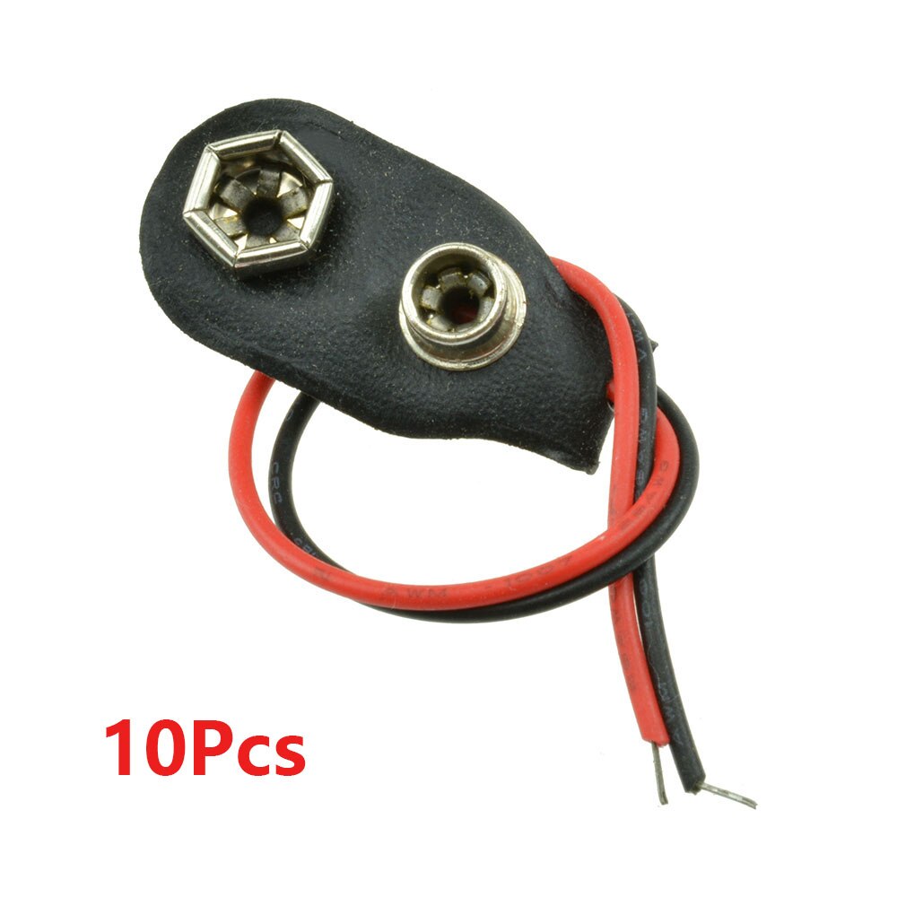 1/5/9/10 Uds. Clips de batería de 9V 10cm negro rojo 2 cables conector de conexión de Cable hebilla conector de Clip de batería de 9 voltios soporte de batería: Lavanda