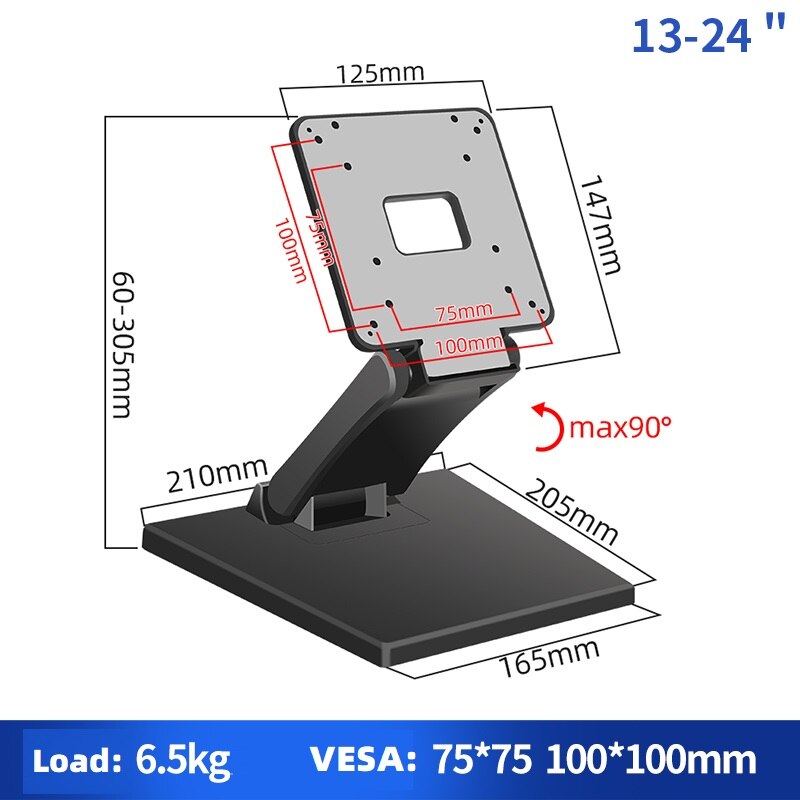 HILLPORT 13-24 inch Tilt Monitor Mounted LCD TV Holder Touch Screen Monitor Desk Bracket Folding Monitor Table Stand DZ11: DZ11