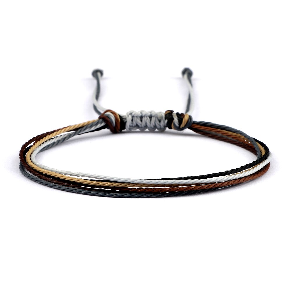 Pulsera trenzada con línea de cera de colores para hombre y mujer, brazalete ajustable, de joyería para amigos, Pulsera de pareja, 13 estilos: style 12