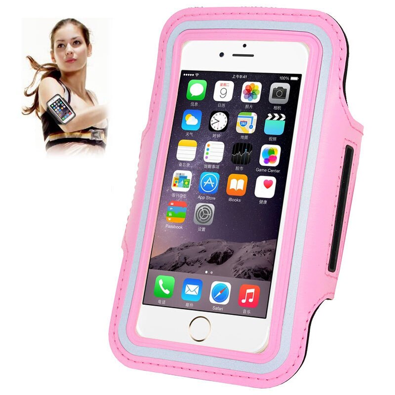 Armband Sport Case voor iPhone 5 5 s Mobiele Telefoon Cover Universal Outdoor Accessoires: Roze