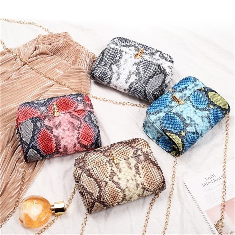 2020 nuove Donne di Modo borse Borse Flap Crossbody Borse Catena Selvaggio Ragazze Del Serpente di Stampa Sacchetto del Messaggero Della Spalla