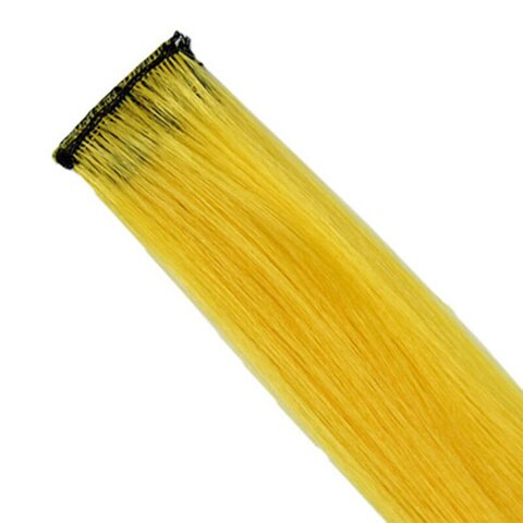 Extension synthétique longue lisse 20 pouces-Sallyhair | Postiche à pince une pièce rose jaune bleu violet pour femmes: Yellow