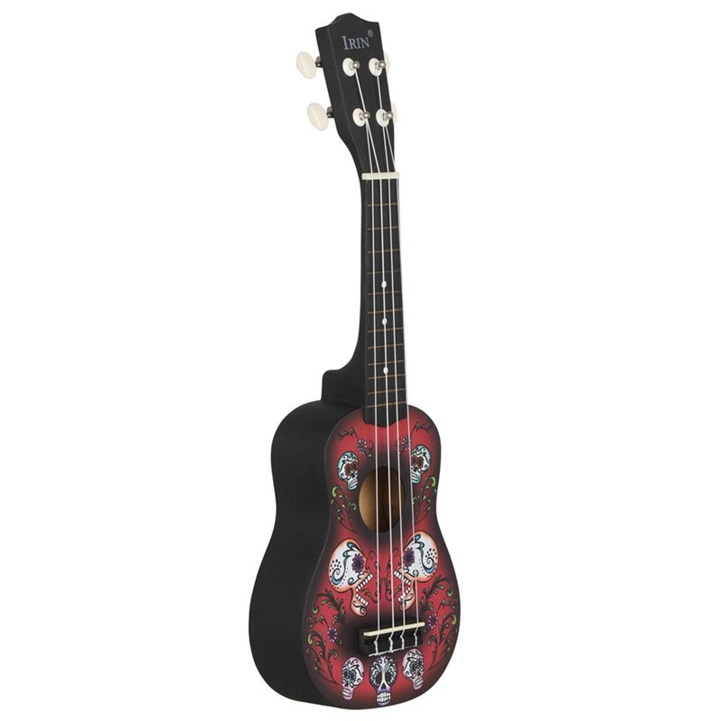 Irin 21 Inch 15 Frets Sopraan Ukulele Uke 4 Nylon Snaren Basswood Gitaar Dolfijn Patroon Universele Akoestische Instrument Zwart + re