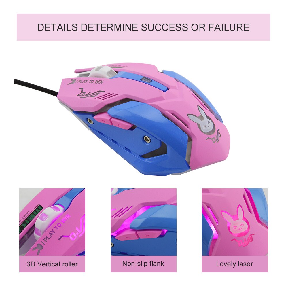 USB Optical Mouse Wired Gaming Mouse 2400DPI Computer Pink Mice For PC Laptop Ergonomic Office Wire Mice for Gamer Home Office