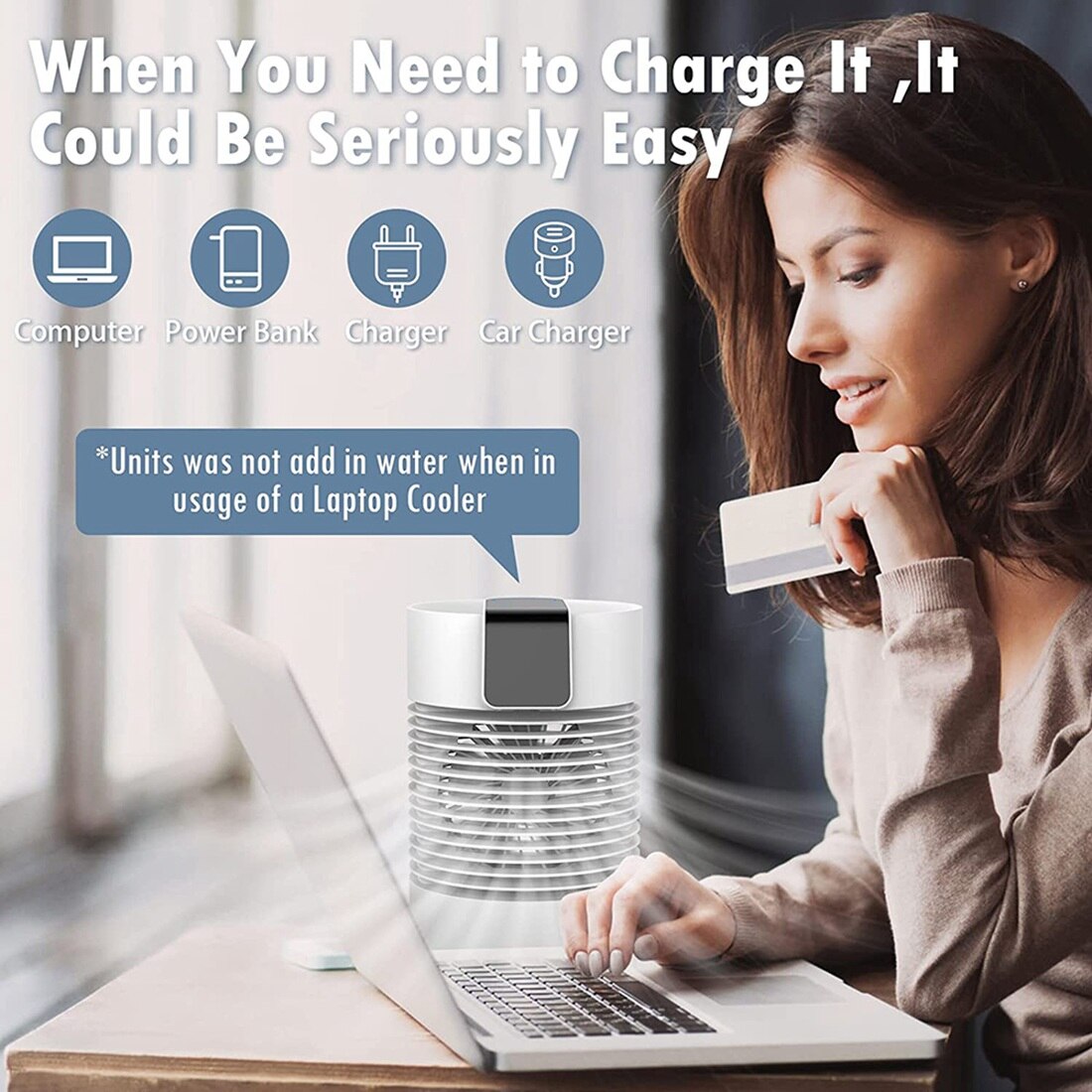Evaporative Air Cooler And Humidifier, 360Degree Auto Oscillation, Table Fan Personal Air Conditioner Fan With Ice Box