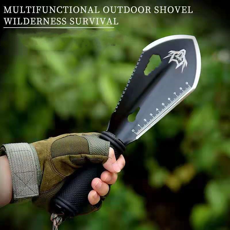 Multipurpose Portable Mini Shovel Stainless Steel Garden Shovel Spade Twig Pare Sawtooth Wrench Ruler Digging Hole Knife Spear