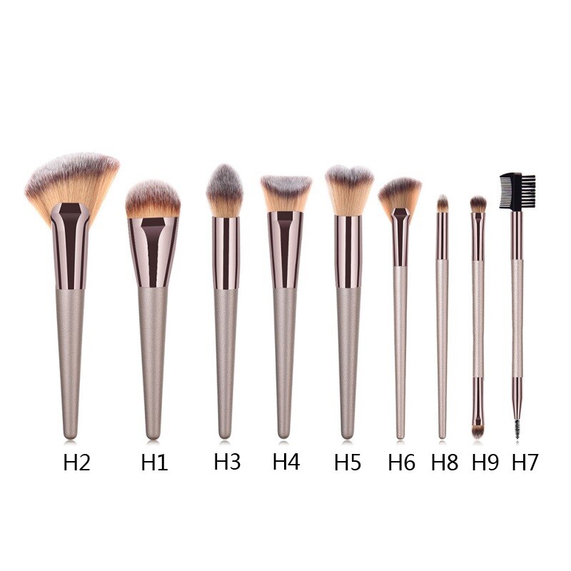 1/9pcs Makeup Brush Foundation Brush Big Fan Brush Eyeshadow Brush Eyelash Brush Multi-functional Cosmetic Brush