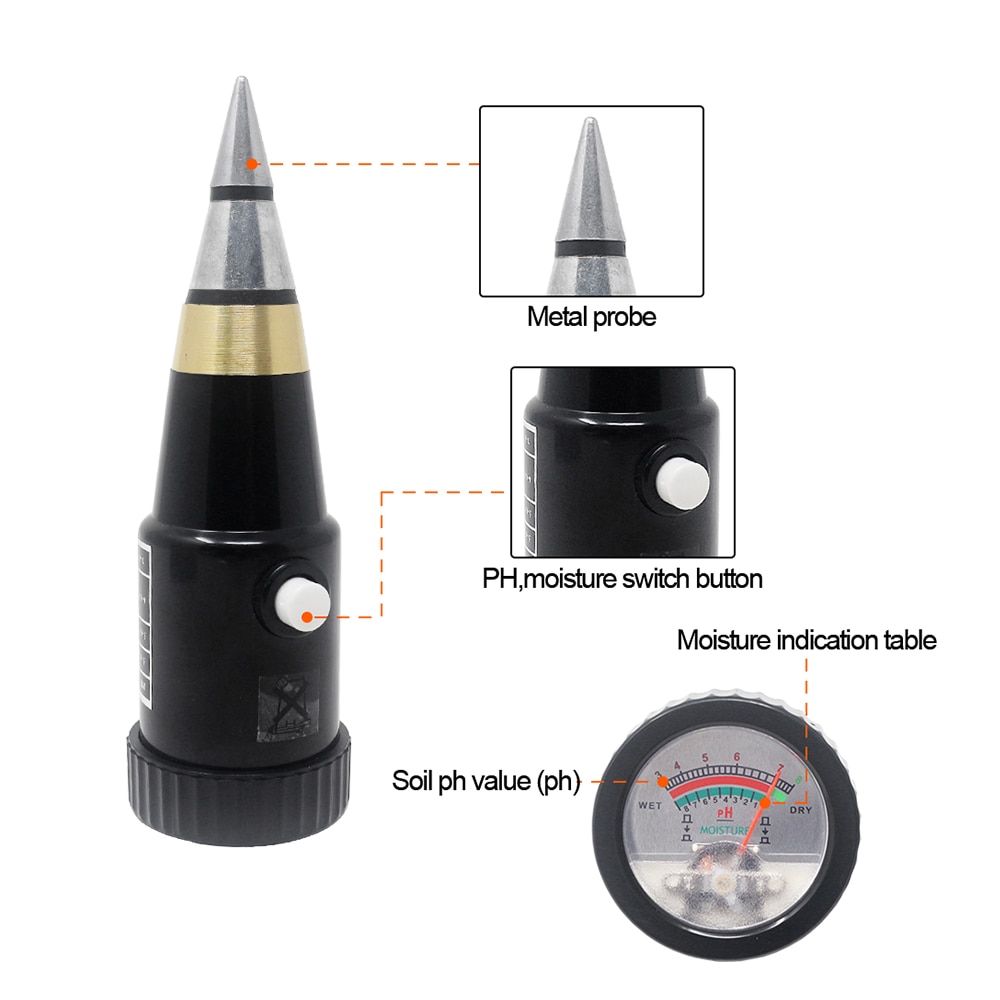 2/3 in 1 håndholdt ph-måler fugt fugtighedsmåler ph-tester til havejord metalsonde 10-80%  hygrometer