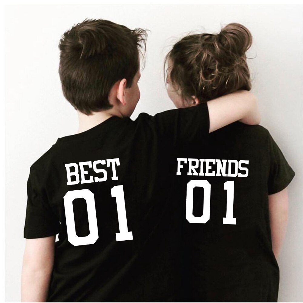 T-shirt «Best Friend» pour enfants, tenues assorties pour la famille, manches courtes, imprimé au dos, pour les meilleurs amis