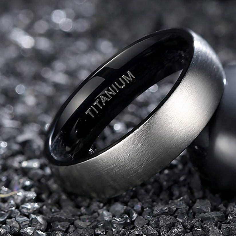 Anillo de titanio Somen para hombre, acabado mate, negro/azul en el interior, Anillo de compromiso clásico, joyería Unisex, alianzas de boda para hombre y mujer