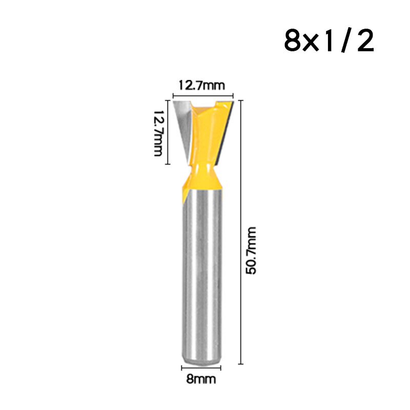 8mm Shank 1/4 Dovetail Joint Router Bits Set 14 Degree Woodworking Engraving Bit Milling Cutter for Wood: 8mmX12.7mm