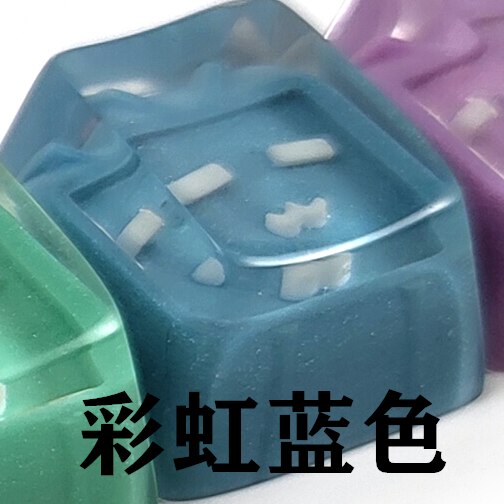 1pc handmade resin keycap for MX switches mechanical keyboard personality backlit keycaps for bilibili: blue