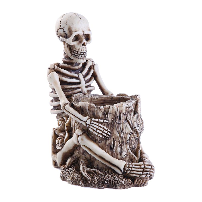 Dödskalle pennhållare skelett smink pensel penna förvaring hemmakontor skrivbord arrangör halloween inredning: Default Title