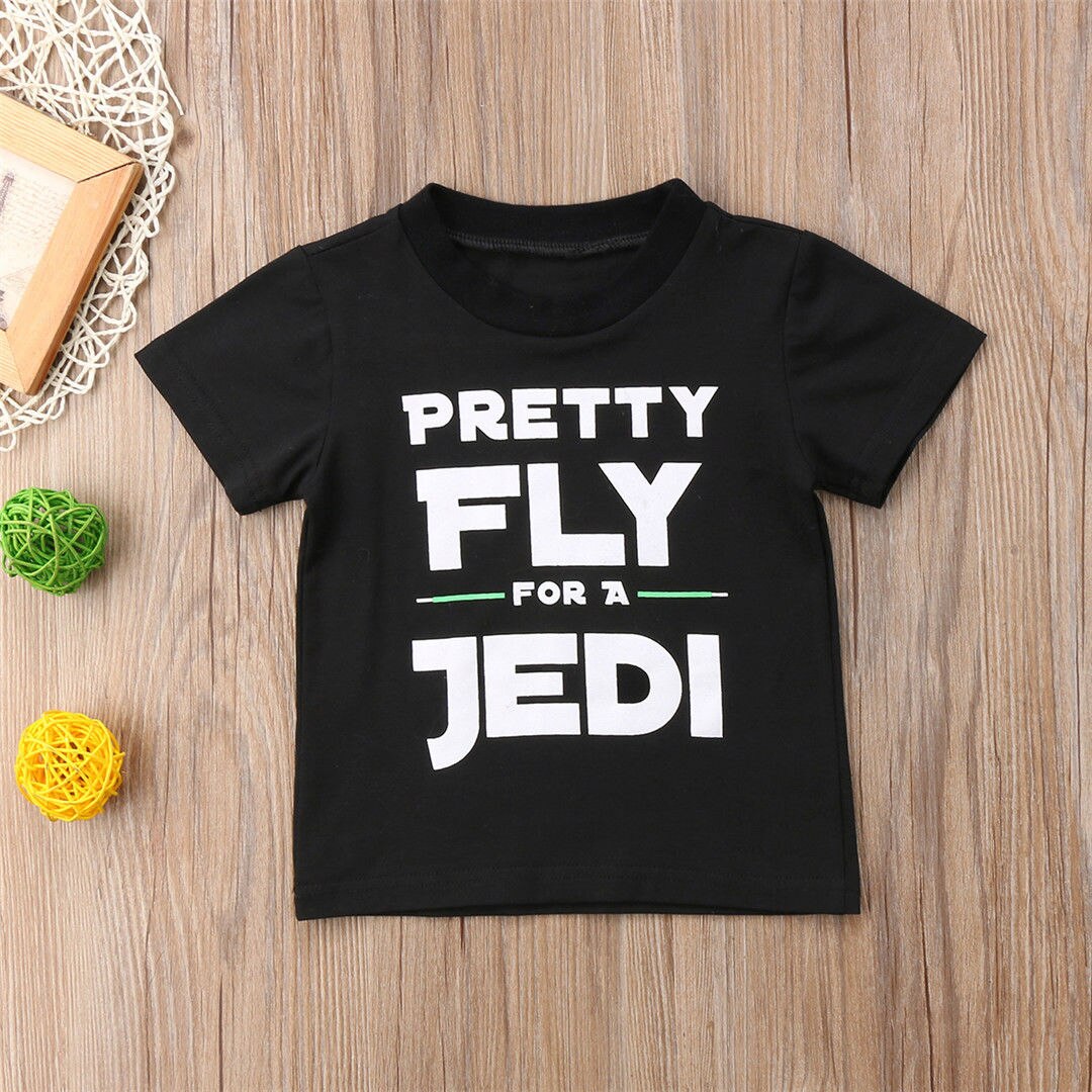 T-shirt manches courtes garçon | Jolie mouche imprimée Jedi, pour enfants