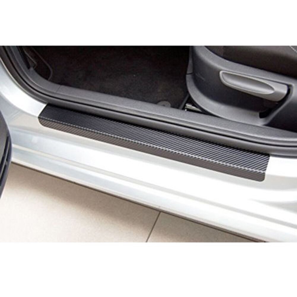 4 stk sæt bildørbeskytter klistermærker 3d carbonfiber stil slidplade tærskel panel beskyttelse holdbar nem praktisk udskiftning