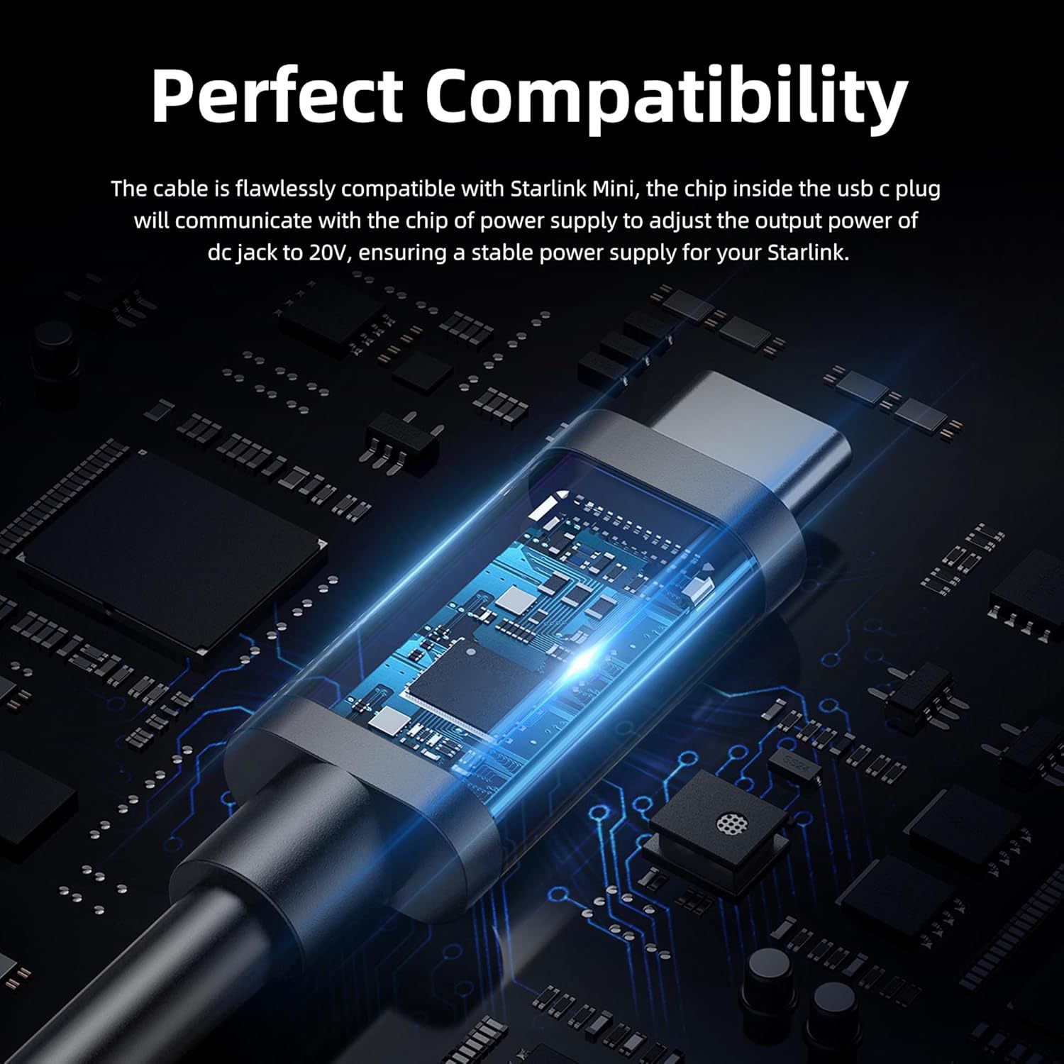 2 in 1 Starlink Mini Cable USB-C and DC to DC Power 100W PD Cable for3M Starlink Mini Waterproof Charging Cable