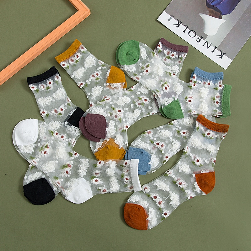 7 Colors Daisy Cartoon Sock Women Summer Sweet Polyester Breathable Cute Cartoon Street Snap Socking One Size