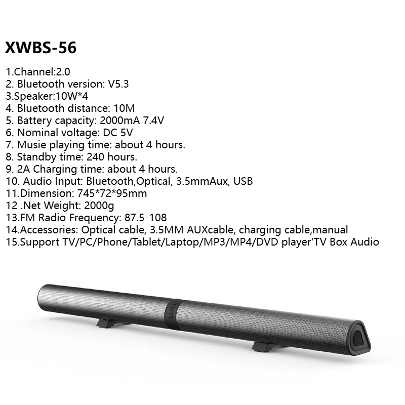Tv-ljudbjälke hemmabio ljudsystem bluetooth-högtalare datorhögtalare för tv-ljudbjälke box subwoofer radio