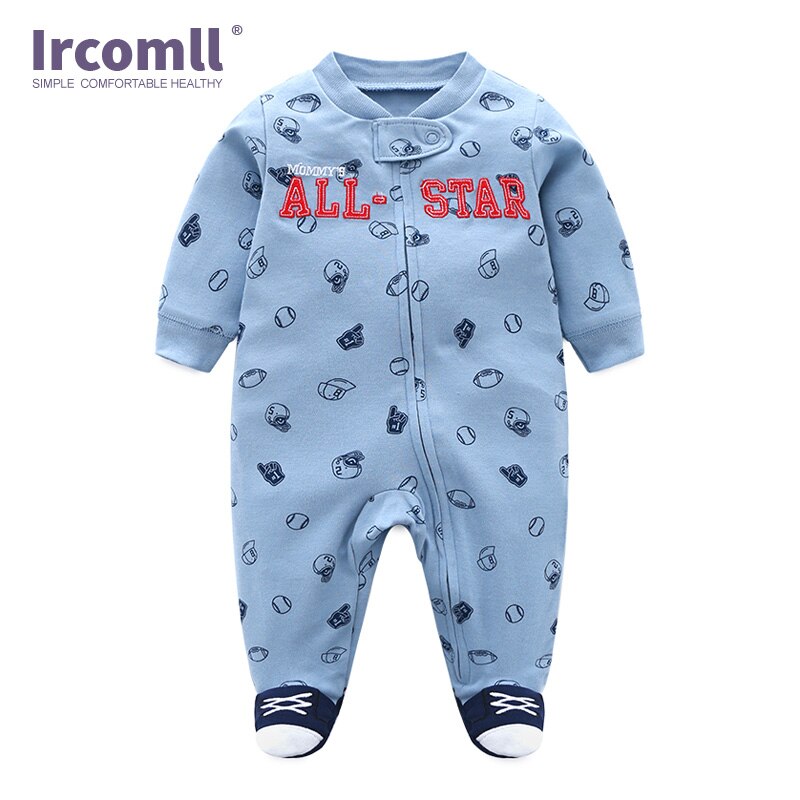 Ircomll – vêtements pour -né fille et garçon, combinaisons 100% coton imprimé léopard, chaussons pour bébé, printemps: Baseball Footies / 3M