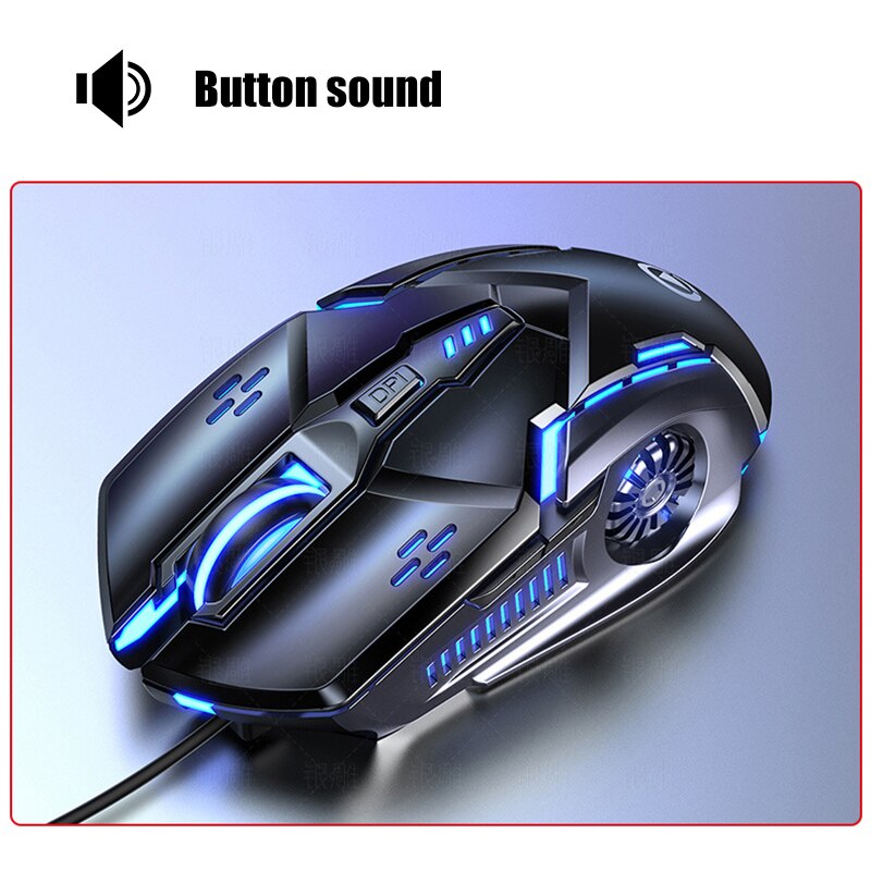 Gaming Mouse Colorful Silent Suitable For Laptop Gamers Mouse 6-button With DPI Optical Sensor RGB Optical Mechanical Mouse: Black Voiced