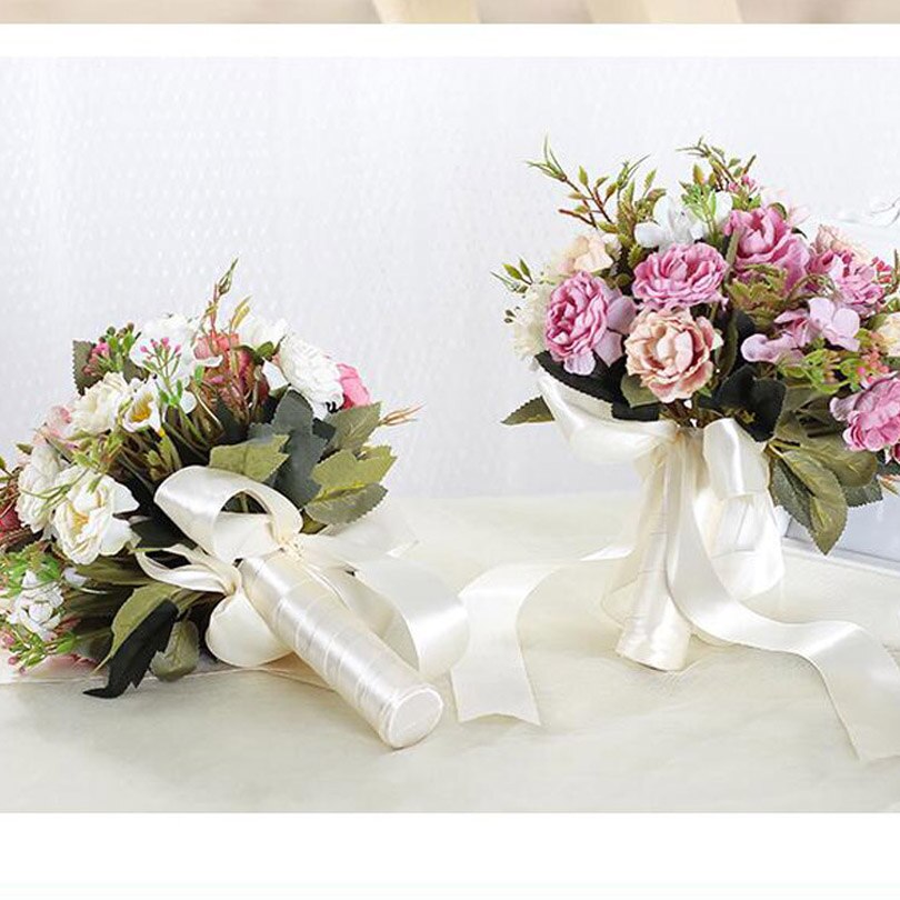 neue 7 Farben hochzeit Strauß Handgemachte Rosen Rosen buque de noivas hochzeit blumen braut sträuße