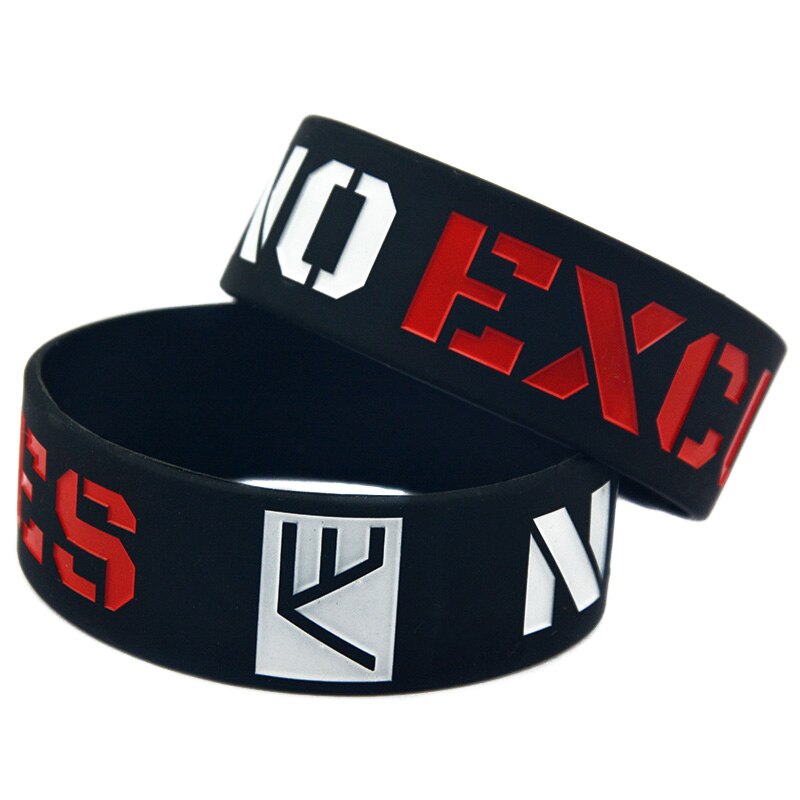 OBH 1PC No Excuse One Inch Wide Silicone Bracelet Engraved and Filled in Color