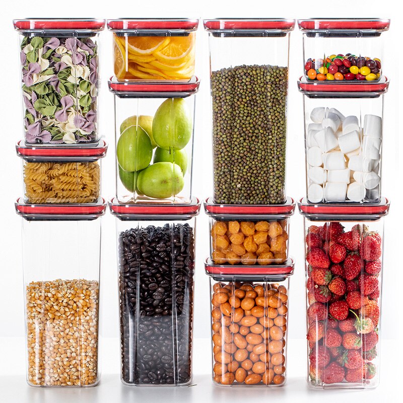 Pantry Voedsel Opslag Containers Plastic Luchtdicht Bus Keuken Organizer Herbruikbare Opslag Potten Rangement Keuken Cornflakes Doos