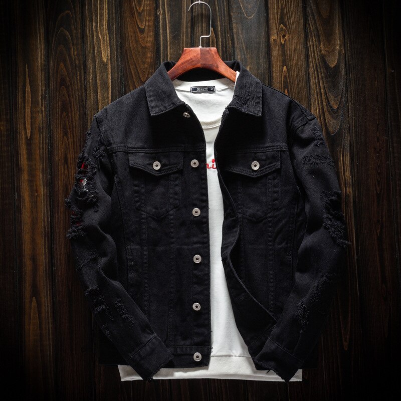 High Street Style Jacket Destroyed Denim Jacket Men Turn-down Collar Hip Hop Jackets Pink Jackets Denim coat S-3XL