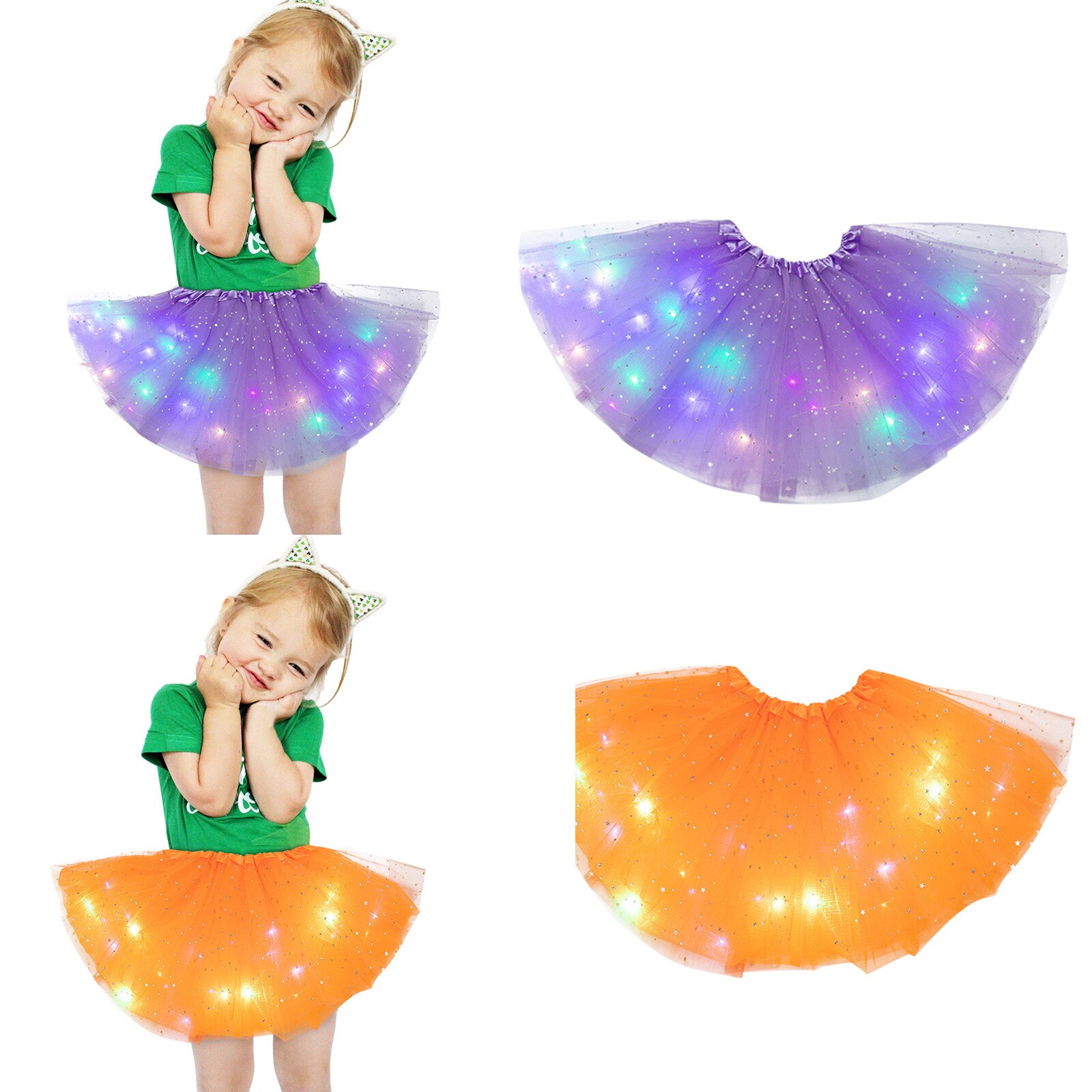 Kid Meisje Baby Tutu Rok Led Light Up Pettiskirt Ballet Kleding 2 Stuks Peuter Princess Party Dance Leuke Rokken Childrenclothing: B