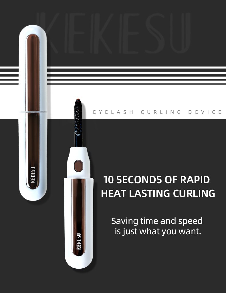 KEKESU Electric Heated Eyelash Curler LCD Display 2-Speed Adjustable USB Rechargeable Long Lasting Cosmetic Tools