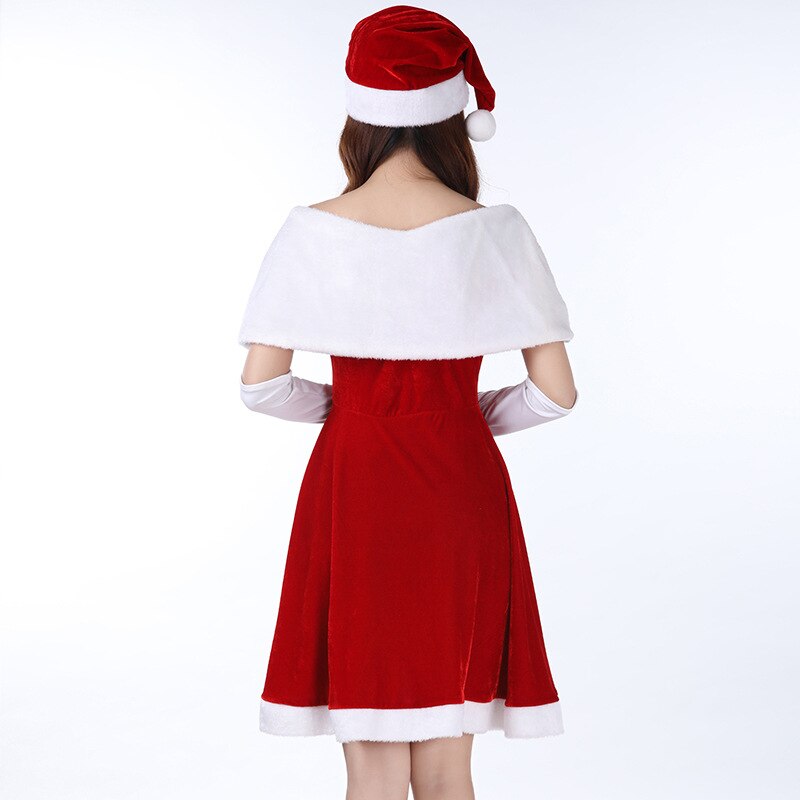 Christmas Cute Women Santa Claus Dress Red Female Autumn Winter Party Costumes Xmas Sexy Santa Claus Wraps Dress