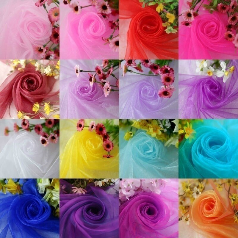 Organza-tejido puro de Organza para decoración de fondo de boda, productos textiles para el hogar, 500CM x 48CM, decoración de habitación