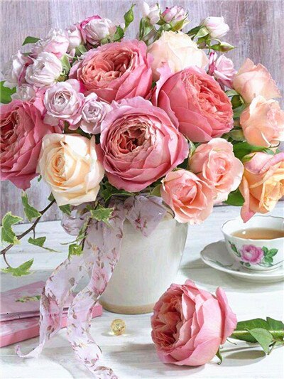 Huacan kleurplaten op nummer kits bloemen tekenen op canvas handgeschilderde schilderkunst doe-het-zelf huisdecoratie: Szhc 1-2710